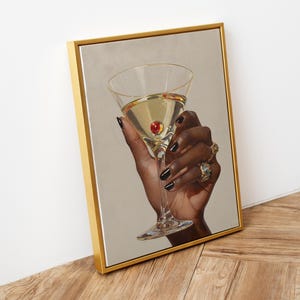 Black Woman Art, Martini Art Print, Black Female Art, Trendy Art Prints, Femme Fatale, Girly Wall Art, Black Girl, Digital Print