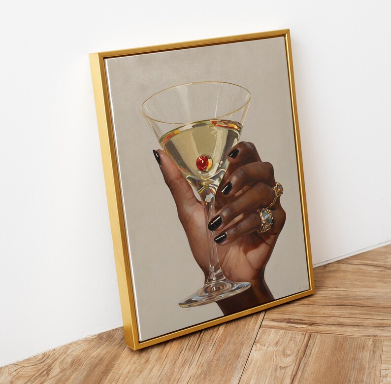Black Woman Art, Martini Art Print, Black Female Art, Trendy Art Prints, Femme Fatale, Girly Wall Art, Black Girl, Digital Print