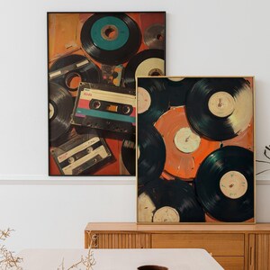Set of 2 Vinyl Wall Art, Trendy Art Prints, Vinyl Poster, Retro Wall Art, Vinyl Record Print, Music Poster, Records Art Print, Digital Print