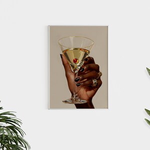 Black Woman Art, Martini Art Print, Black Female Art, Trendy Art Prints, Femme Fatale, Girly Wall Art, Black Girl, Digital Print