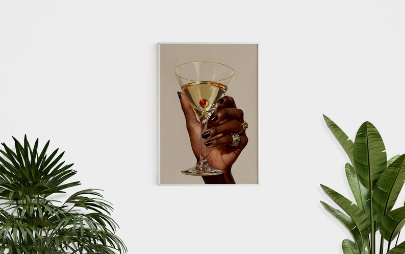 Black Woman Art, Martini Art Print, Black Female Art, Trendy Art Prints, Femme Fatale, Girly Wall Art, Black Girl, Digital Print