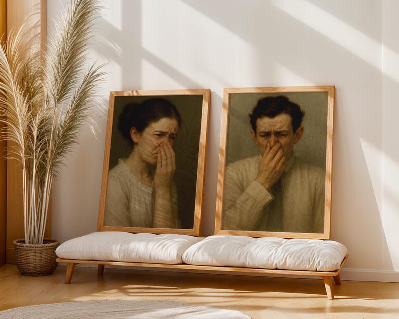 Stinky Bathroom Art, Set of 2 Wall Art, Trendy Art Prints, Bathroom Humor Art, Toilet Art Set, Classical Painting Print, Digital Prints
