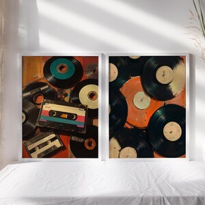 Set of 2 Vinyl Wall Art, Trendy Art Prints, Vinyl Poster, Retro Wall Art, Vinyl Record Print, Music Poster, Records Art Print, Digital Print