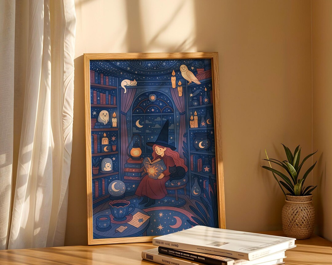 Witch Art Print, Trendy Art Prints, Celestial Witch, Retro Wall Art ...