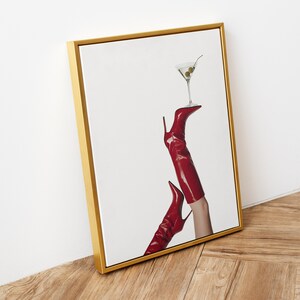 Red Boots Print, Martini Art Print, Trendy Art Prints, Girly Wall Art, Femme Fatale, Feminist Wall Poster, Retro Wall Art, Digital Print
