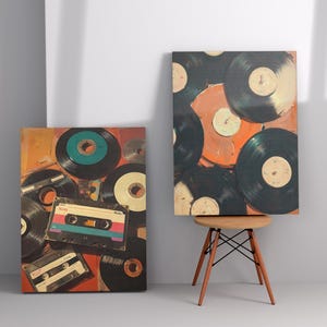 Set of 2 Vinyl Wall Art, Trendy Art Prints, Vinyl Poster, Retro Wall Art, Vinyl Record Print, Music Poster, Records Art Print, Digital Print