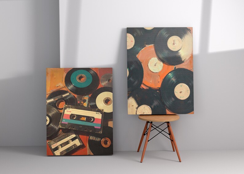 Set of 2 Vinyl Wall Art, Trendy Art Prints, Vinyl Poster, Retro Wall Art, Vinyl Record Print, Music Poster, Records Art Print, Digital Print