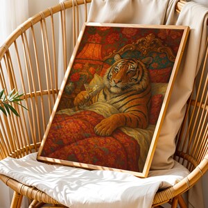 Maximalist Tiger, Trendy Art Prints, Martini Wall Art, Tiger Wall Art, Dopamine Bedroom Decor, Retro Wall Art, Digital Prints