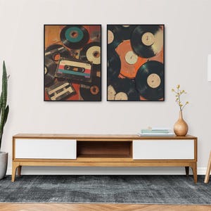 Set of 2 Vinyl Wall Art, Trendy Art Prints, Vinyl Poster, Retro Wall Art, Vinyl Record Print, Music Poster, Records Art Print, Digital Print