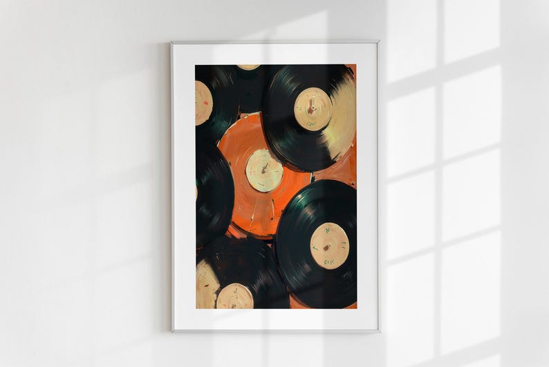 Set of 2 Vinyl Wall Art, Trendy Art Prints, Vinyl Poster, Retro Wall Art, Vinyl Record Print, Music Poster, Records Art Print, Digital Print