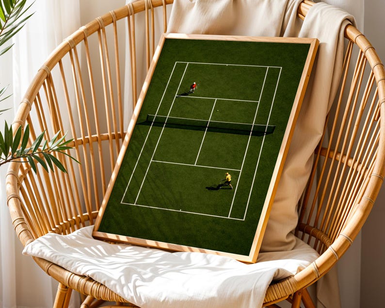 Tennis Wall Art, Trendy Art Prints, Tiny People Art, Retro Wall Art, Tennis Court Print, Kids Room Decor, Sports Art Print, Digital Prints