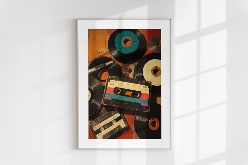 Set of 2 Vinyl Wall Art, Trendy Art Prints, Vinyl Poster, Retro Wall Art, Vinyl Record Print, Music Poster, Records Art Print, Digital Print