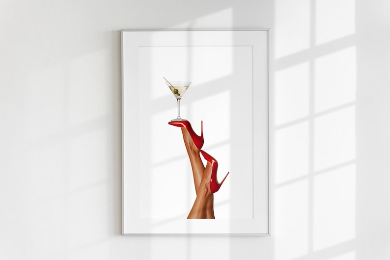 High Heels Print, Martini Art Print, Trendy Art Prints, Girly Wall Art, Femme Fatale, Feminist Wall Poster, Retro Wall Art, Digital Print