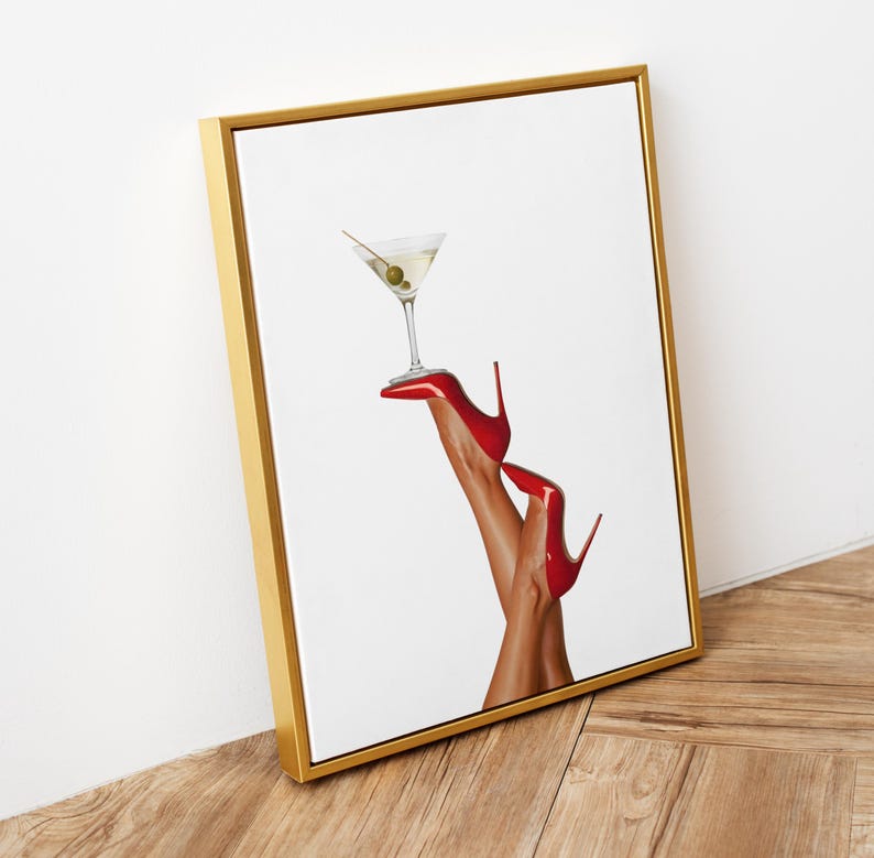 High Heels Print, Martini Art Print, Trendy Art Prints, Girly Wall Art, Femme Fatale, Feminist Wall Poster, Retro Wall Art, Digital Print