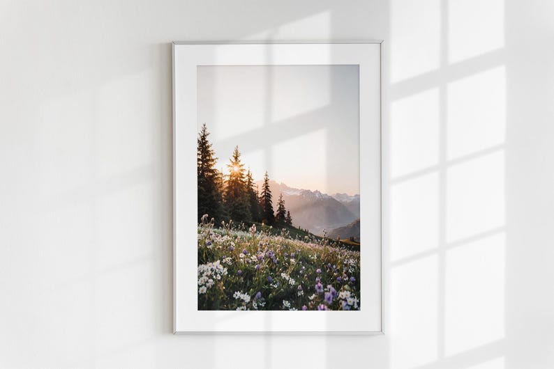 Wildflowers Wall Art, Trendy Art Prints, Nature Prints, Forest Wall Art, Wildflowers Art, Mountain Landscape Wall Art, Digital Print