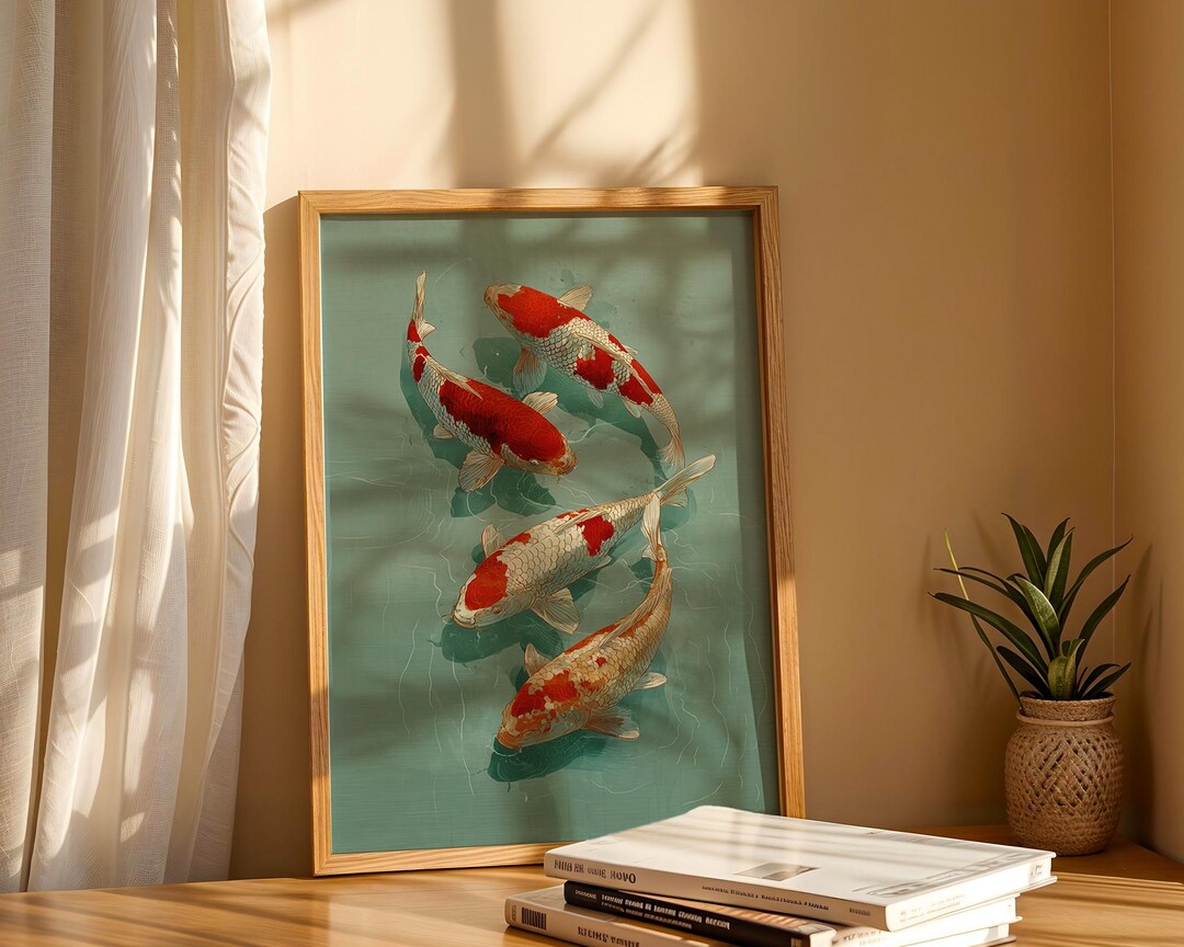 Koi Fish Wall Art, Japanese Art Print, Zen Wall Decor, Trendy Art ...