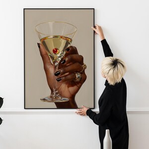 Black Woman Art, Martini Art Print, Black Female Art, Trendy Art Prints, Femme Fatale, Girly Wall Art, Black Girl, Digital Print