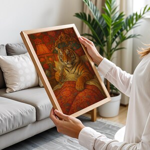 Maximalist Tiger, Trendy Art Prints, Martini Wall Art, Tiger Wall Art, Dopamine Bedroom Decor, Retro Wall Art, Digital Prints