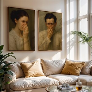 Stinky Bathroom Art, Set of 2 Wall Art, Trendy Art Prints, Bathroom Humor Art, Toilet Art Set, Classical Painting Print, Digital Prints