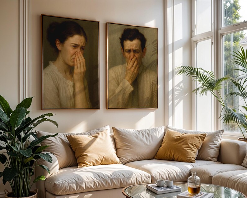 Stinky Bathroom Art, Set of 2 Wall Art, Trendy Art Prints, Bathroom Humor Art, Toilet Art Set, Classical Painting Print, Digital Prints