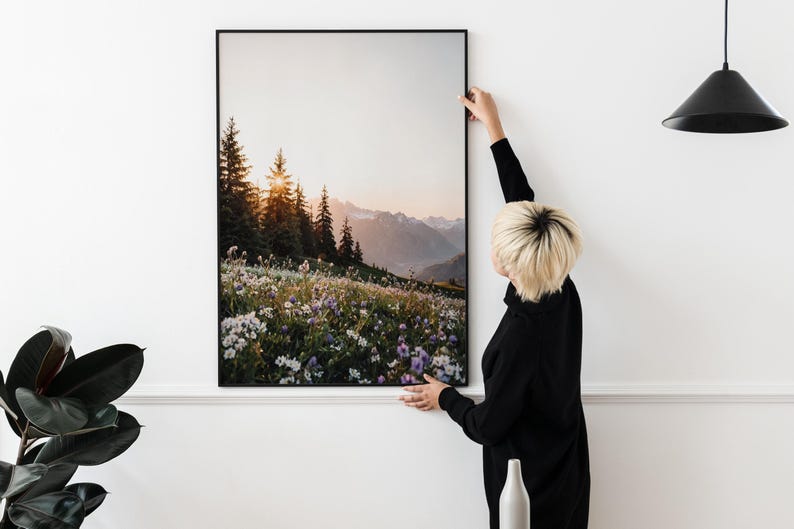 Wildflowers Wall Art, Trendy Art Prints, Nature Prints, Forest Wall Art, Wildflowers Art, Mountain Landscape Wall Art, Digital Print