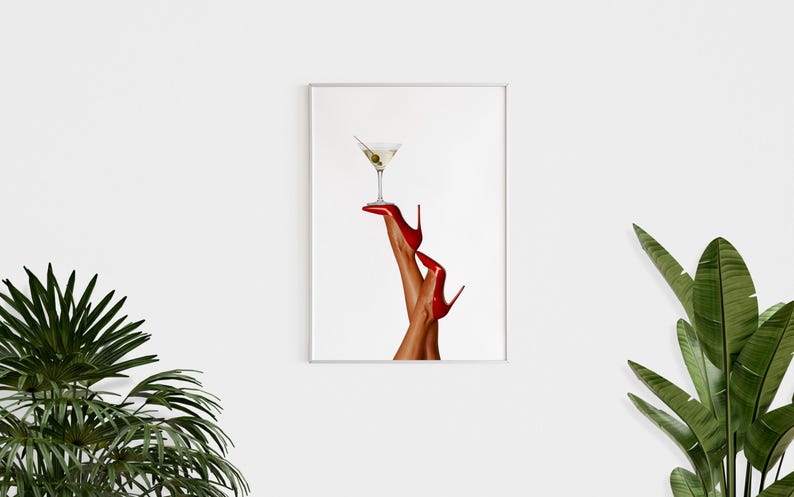 High Heels Print, Martini Art Print, Trendy Art Prints, Girly Wall Art, Femme Fatale, Feminist Wall Poster, Retro Wall Art, Digital Print