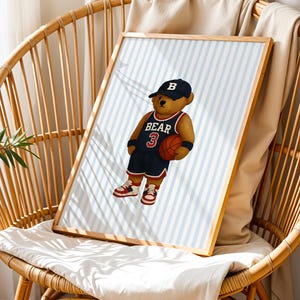 Sports Bear Prints, Set of 3 Wall Art, Trendy Art Prints, Tennis Wall Art, Hockey Art, Basketball Art, Nursery Animal Art, Digital Prints