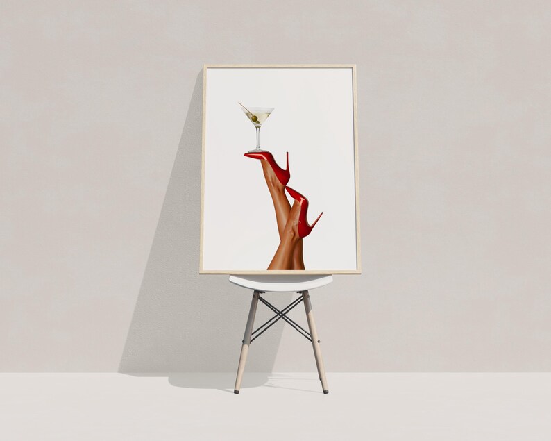 High Heels Print, Martini Art Print, Trendy Art Prints, Girly Wall Art, Femme Fatale, Feminist Wall Poster, Retro Wall Art, Digital Print