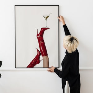 Red Boots Print, Martini Art Print, Trendy Art Prints, Girly Wall Art, Femme Fatale, Feminist Wall Poster, Retro Wall Art, Digital Print