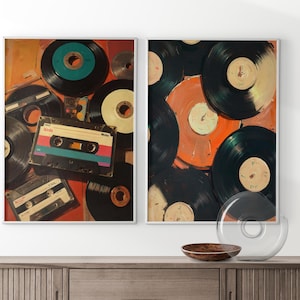 Set of 2 Vinyl Wall Art, Trendy Art Prints, Vinyl Poster, Retro Wall Art, Vinyl Record Print, Music Poster, Records Art Print, Digital Print