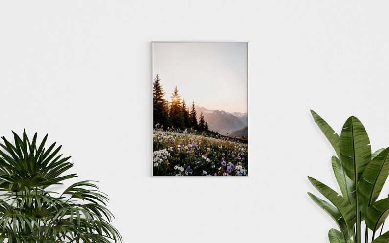 Wildflowers Wall Art, Trendy Art Prints, Nature Prints, Forest Wall Art, Wildflowers Art, Mountain Landscape Wall Art, Digital Print