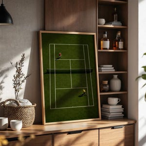 Tennis Wall Art, Trendy Art Prints, Tiny People Art, Retro Wall Art, Tennis Court Print, Kids Room Decor, Sports Art Print, Digital Prints