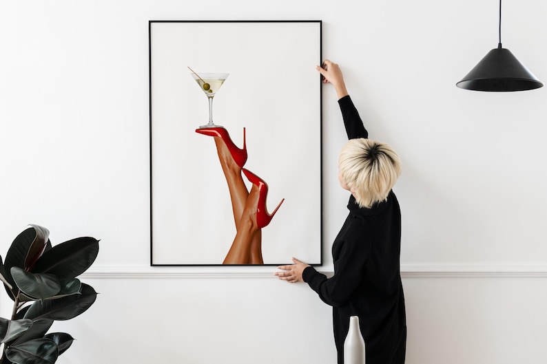 High Heels Print, Martini Art Print, Trendy Art Prints, Girly Wall Art, Femme Fatale, Feminist Wall Poster, Retro Wall Art, Digital Print