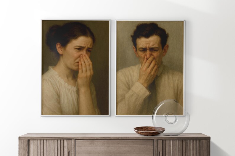 Stinky Bathroom Art, Set of 2 Wall Art, Trendy Art Prints, Bathroom Humor Art, Toilet Art Set, Classical Painting Print, Digital Prints