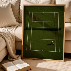 Tennis Wall Art, Trendy Art Prints, Tiny People Art, Retro Wall Art, Tennis Court Print, Kids Room Decor, Sports Art Print, Digital Prints