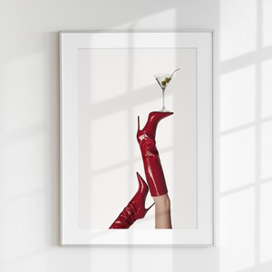 Red Boots Print, Martini Art Print, Trendy Art Prints, Girly Wall Art, Femme Fatale, Feminist Wall Poster, Retro Wall Art, Digital Print