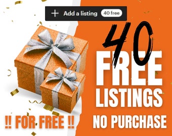 40 Free Etsy Listings for New Shop Owners, Etsy 40 Listings, "NO PURCHASE REQUIRED" Open your Shop with this Link -> https://etsy.me/3Qlolzo