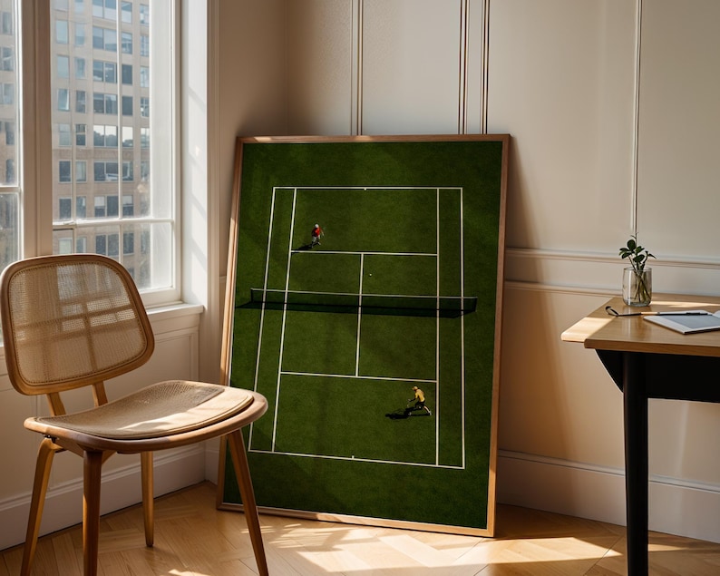 Tennis Wall Art, Trendy Art Prints, Tiny People Art, Retro Wall Art, Tennis Court Print, Kids Room Decor, Sports Art Print, Digital Prints
