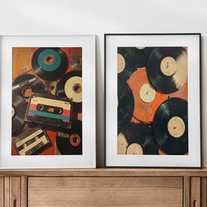 Set of 2 Vinyl Wall Art, Trendy Art Prints, Vinyl Poster, Retro Wall Art, Vinyl Record Print, Music Poster, Records Art Print, Digital Print