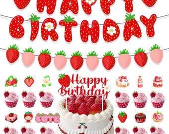 Erdbeer-Thema Geburtstagsparty-Dekorations-Kit mit Luftballons -23 Stück