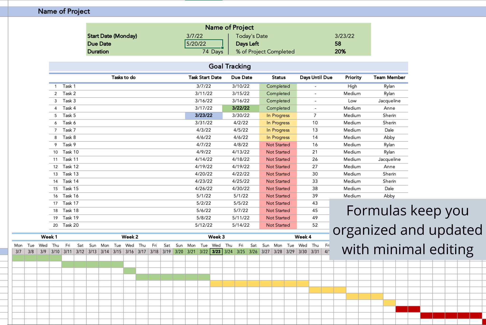 Excel Project Management Template, Template Tracking, Excel Project ...