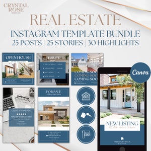 Real Estate Social Media Templates, Real Estate August, Realtor Instagram, Canva Template, Real Estate Instagram Templates