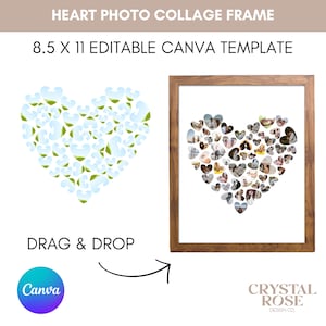 Heart Photo Collage, Collage Template, Photo Collage Canva, Canva Heart Collage, Heart Shape Photo, Custom Photo Collage