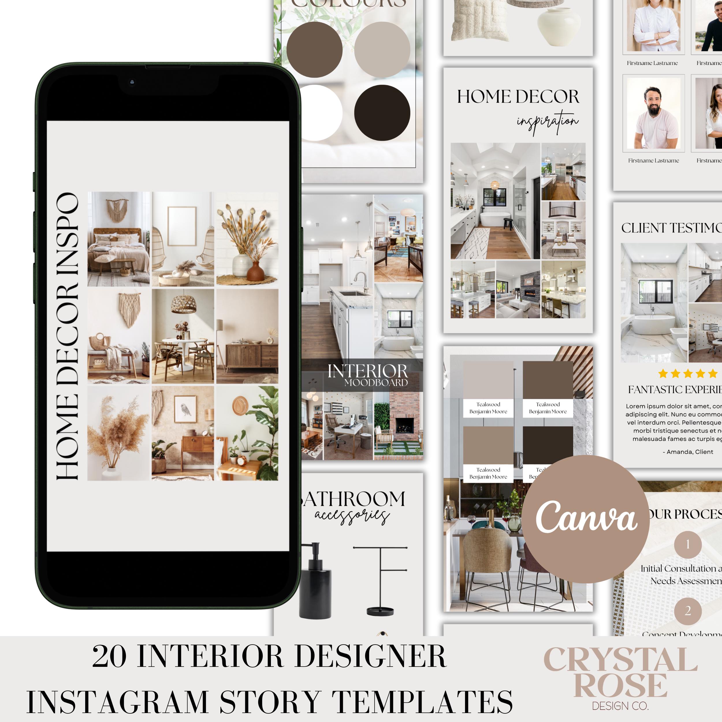 20 Editable Interior Design Instagram Story Template, Canva Template ...