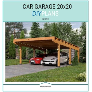 Plannen en bouwgids voor een carport garage 20x20 voor 2 auto's | DIY houtbewerkingsinstructies