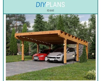 20'x20' 2 Cars Carport Garage Plans and Build Guide | DIY