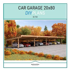 20'x80' 8 Cars Carport Garage Plans and Build Guide | DIY Woodworking Instructions