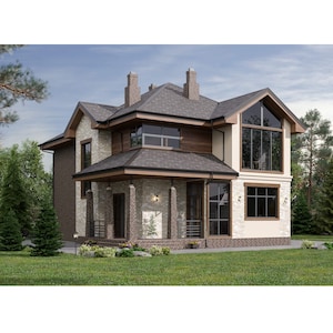 Luxury  3-Bedrooms, 3-Bathrooms, 2290SF Living Area, Modern House Architecture Plans Blueprint (44 Pages), 39’x49’