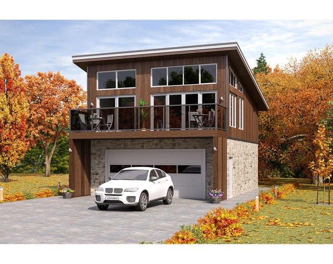 30' X 30' Two Bedroom Garage Apartment - Architectural Plan With ...