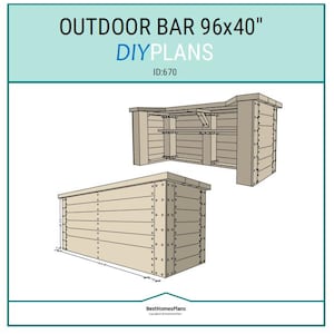 DIY Gartenbar Pläne – 96"x40" – Holzbauanleitung, PDF-Blaupause (28 Seiten), Terrasse, Outdoor Bar, Garten Bar, Hausbar
